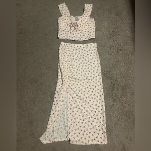Floral Two-Piece Crop Top and Skirt Set
